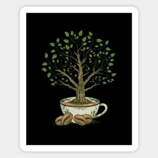 Tree of Coffee Art Drawing Illustration Magnet